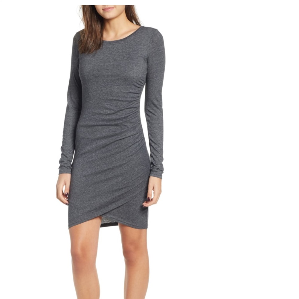 Leith Ruched Long Sleeve Dress